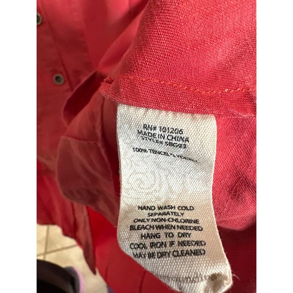 Soft Surroundings sz 2X Orange roll tab sleeve pockets peplum button front tunic - Picture 5 of 6